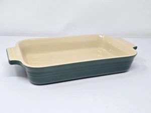 Le Creuset Dark Green Stoneware Au Gratin Stoneware Rectangular Baking Dish 10x7 - Picture 1 of 10