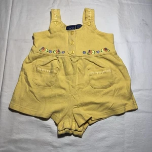 Pagliaccetto Vintage 18 Mo Giallo Cotone Floreale Bimba Onore - Foto 1 di 5