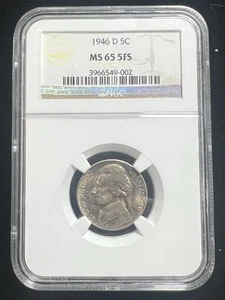 1946 -D Jefferson Nickel 5c NGC MS 65 5FS #587 - Picture 1 of 2