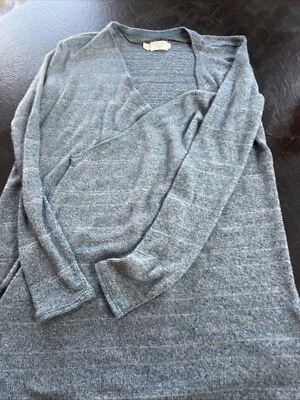 Volcom Long Cardigan Sweater Lightweight Size S 10 Long Sleeve Taupe Blue - Image 1 of 2