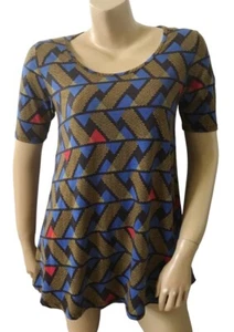LULAROE Womens Size XXS Retro Tribal Print Polyester Blend Short Sleeve T Shirt - Picture 1 of 4
