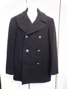 US NAVY PEMBROKE Men's MELTON (PEACOAT) Wool Overcoat 36B 100% Wool Navy VG-EUC - Picture 1 of 10
