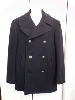 美国海军 PEMBROKE 男式 MELTON(PEACOAT)羊毛大衣 36B 100% 羊毛海军蓝 VG-EUC — 第 1/4 张图片