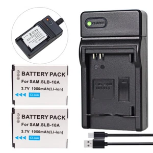 2x Battery +Charger for SAMSUNG Digimax PL50 PL51 PL55 PL60 PL65 / PL70 SLB-10A - Picture 1 of 11