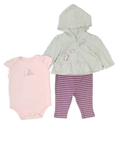 Infant Girls Baby Grey Hoodie Some Bunny Loves Me Body Suit & Pant Outfit Set - Picture 1 of 1