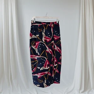 Vintage Jones New York Womens Silk Faux Wrap Midi Skirt USA Flag Patriotic Blue - Picture 1 of 11