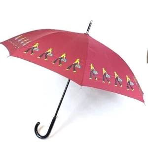 Ladies Auto Stick Umbrella Shopping Lady Burgundy - Picture 1 of 4