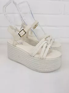 Sandalias de plataforma Kelsi Dagger UK 5.5 US 8 blancas con tiras gruesas Brooklyn Mend - Imagen 1 de 14