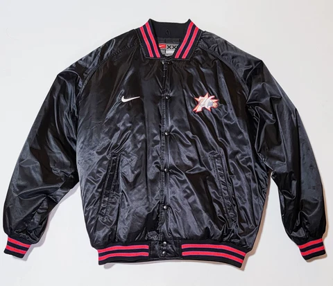 Vintage - Brand New - 76ers Sixers Nike Satin Black Warm Varsity Jacket NBA XXL Cover