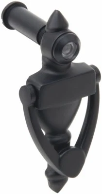 SILVERLINE Door Knocker & Viewer 160-Degree View Angle 4" Height-Black