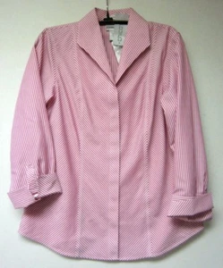 CHICO'S EFFORTLESS STRIPE LAILA TOP MAGNOLIA PINK CHICO'S SIZE 0 = 4/6 NWT $69 - Picture 1 of 5