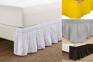 2 STYLES Dust Ruffled Bed Skirt Bedding Bed Dressing Easy Fit 14"Drop - Picture 1 of 13