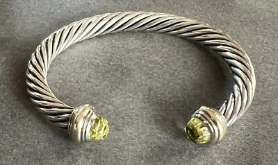 Brazalete David Yurman Plata de Ley Oro 14k 7mm Limón Citrino Talla Mediana Foto 1 de 4