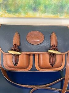 Dooney & Bourke AWL Large Double Pocket Outback Leather Bag Purse Blue Vtg 90s