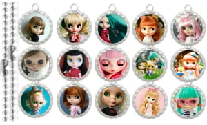 15 Blythe Dolls Silver Flat Bottle Cap Necklaces Set 1 - Picture 1 of 1