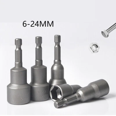 6-24mm Hex Drive Sockets Driver Nut Impact Drill Bits Magnetic/Non-Magnetic 65mm - Image 1 of 4