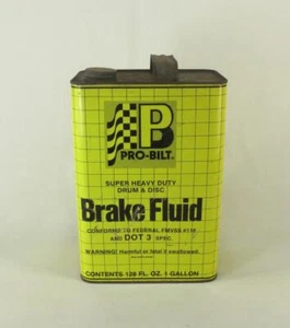 Vintage Pro-Bilt Brake Fluid Can 1 Gal Gas Station Advertising Mancave Decor - Picture 1 of 6