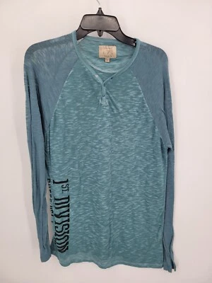 Vintage Guess Shirt Mens Medium Blue Burnout Henley Graphic Y2K 90s Beachy - Image 1 of 4