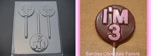 I'M THREE 3 Birthday Chocolate Candy Soap Clay Mold - Picture 1 of 1