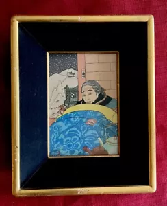 PAUL JACOULET DEZEMBRE HOLZSCHNITT ALTE FRAU IM BETT & SCHNEIT DRAUSSEN - Bild 1 von 14