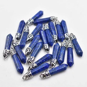 20pcs Imitation Lapis Lazuli Stone Hexagonal Pillar Pendant Jewelry Necklace GQ - Picture 1 of 1