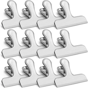 12 Pack Stainless Steel Chip Clips, Bag Clips for Food, Heavy Duty Snack - Picture 1 of 6