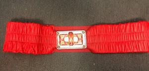 Cinturón elástico cintura ceñida piel de cordero/serpiente rojo vintage CHI by Carlos Falchi nuevo - Imagen 1 de 6