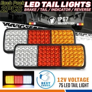 2 X 75 LED Tail Lights Stop Reverse Indicator 12V Ute Trailer Caravan Truck Boat - Picture 1 of 13