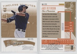 2014 Panini Classics Timeless Tributes Gold /25 Jace Peterson #171 Rookie RC