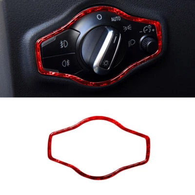 For Audi Q5 2009-2017 Headlight Control Knob Trim Cover Decor Carbon Fiber Red - Изображение 1 из 4