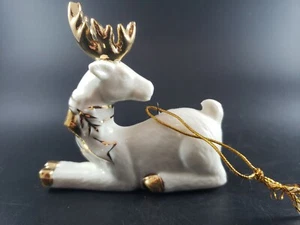 Adorno de Navidad de renos coleccionables con detalles de oro de 24kt nuevo - Imagen 1 de 9