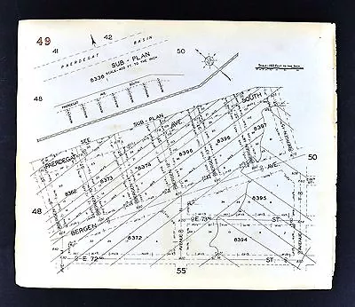 Mapa de Brooklyn 1929 Paerdegat Basin Bergin Avenue calle 70-73 ciudad de Nueva York Nueva York Foto 1 de 2