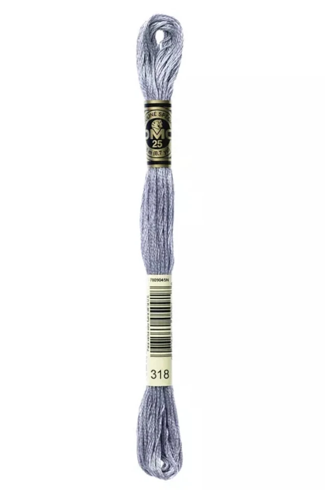 DMC - Color # 318 (Granite Grey) - Six Strand Embroidery Floss -- Per Skein - Image 1 of 1