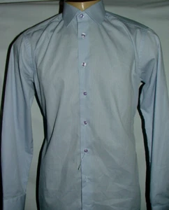 NEW WOT ETON DRESS SHIRT SIZE 16 34 SLIM COTON MADE ROMANIA BLUE LILAC #245 - Picture 1 of 7