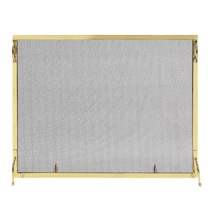 ACHLA 38x30" Montreal Flat Fireplace Screen, Polished Brass - SSM-3830BR - Picture 1 of 1