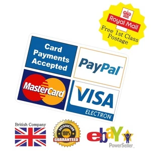 Printed Card Payment Sticker Shop Taxi Business 4 Images - Picture 1 of 1