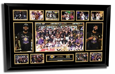 LA LAKERS 2020 NBA CHAMPIONS LEBRON JAMES DAVIS SIGNED POSTER FRAMED MEMORABILIA - image 1 of 3