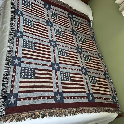 Manta Bandera Americana EE. UU. Warren Kimble Rojo Azul Estrellas Tapiz Patriótico Foto 1 de 4