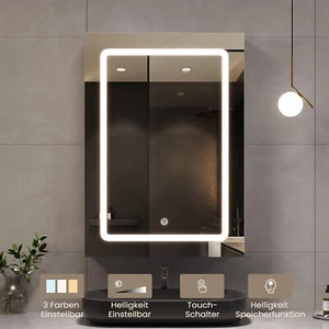 LED Spiegelschrank Badezimmerspiegel Badschrank mit Beleuchtung 1 Spiegeltüren - Bild 1 von 11