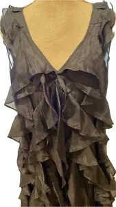 SEE BY CHLOE FABULOUS 100% SILK BLACK MINI DRESS/TUNIC, UNIQUE RUFFELS FRONT, S - Picture 1 of 18