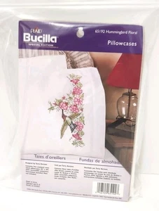 Bucilla 65192 Stamped Cross Stitch Hummingbird Pillowcases Set Of 2 Brand New - Picture 1 of 12