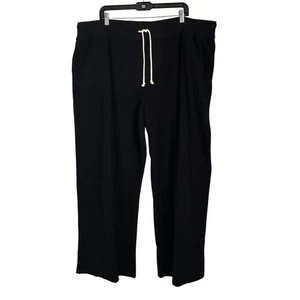 NWT Aerie Always & Forever Real Black Lounge Pants Women XXL Drawstring Wide Leg - Picture 1 of 8