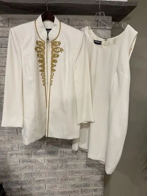 Criscione Blazer Women Size Large White/Gold - 2 Piece Foto 1 de 4