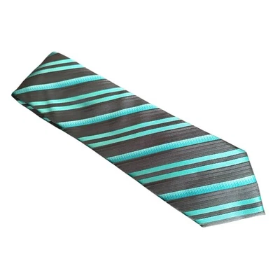 Men's Apt 9 Teal & Black Striped Tie 57.5" x 2.75" 100% Polyester Neck Tie - Image 1 of 3