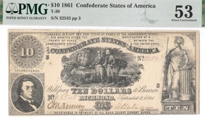 T-30 PF-3 1862 $1 Confederate Currency High Grade Sweet Potato Dinner PMG AU53 - Picture 1 of 5