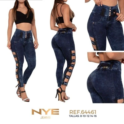 NYE JEANS COLOMBIANOS COLOMBIANOS PUSH UP LEVANTA COLA LEVANTAMIENTO DE GLÚTEOS SEXY TALLA 3 - Imagen 1 de 3