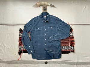 Levi's Wabash Kasuri Work Shirt M Tab Collar Vintage 2015 Rare Immacuate Indigo - Picture 1 of 20