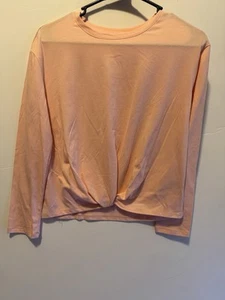 Wonder Nation Girls Jersey Top SZ L (10-12) Coral Solid Long Sleeve School - Picture 1 of 7