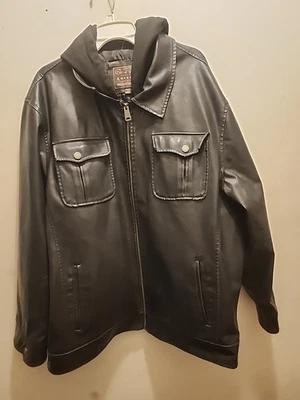 Chaqueta de motocicleta de cuero sintético negra original Arizona Jean Company para hombre talla 2XL Foto 1 de 4