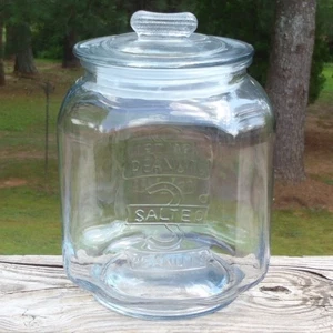 VTG Peanuts Salted Peanuts Clear Glass 9" STORE COUNTER DISPLAY JAR w/Nut Handle - Picture 1 of 7